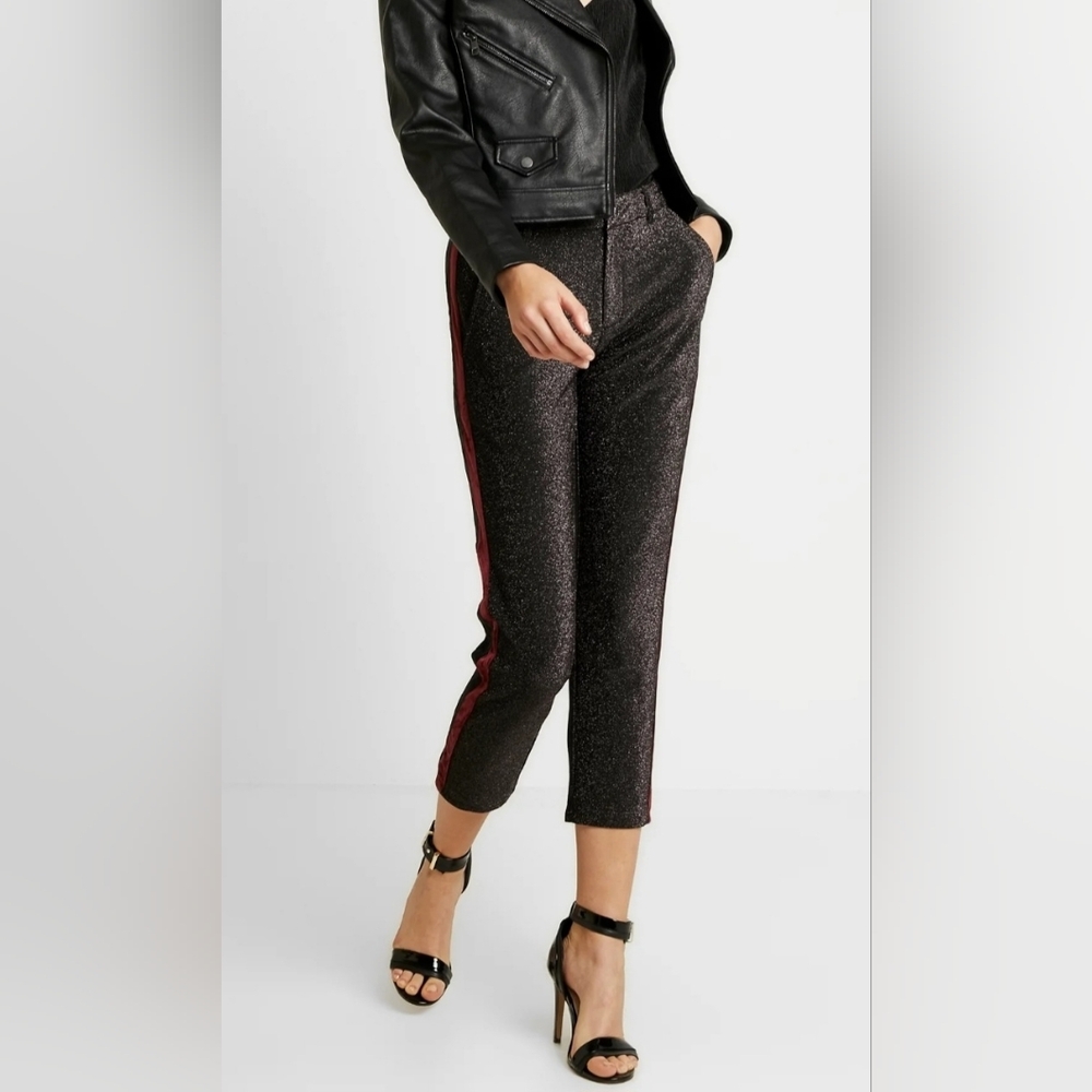 Scotch & Soda Maison Lurex Glitter Trousers with Velvet Side Stripe. M